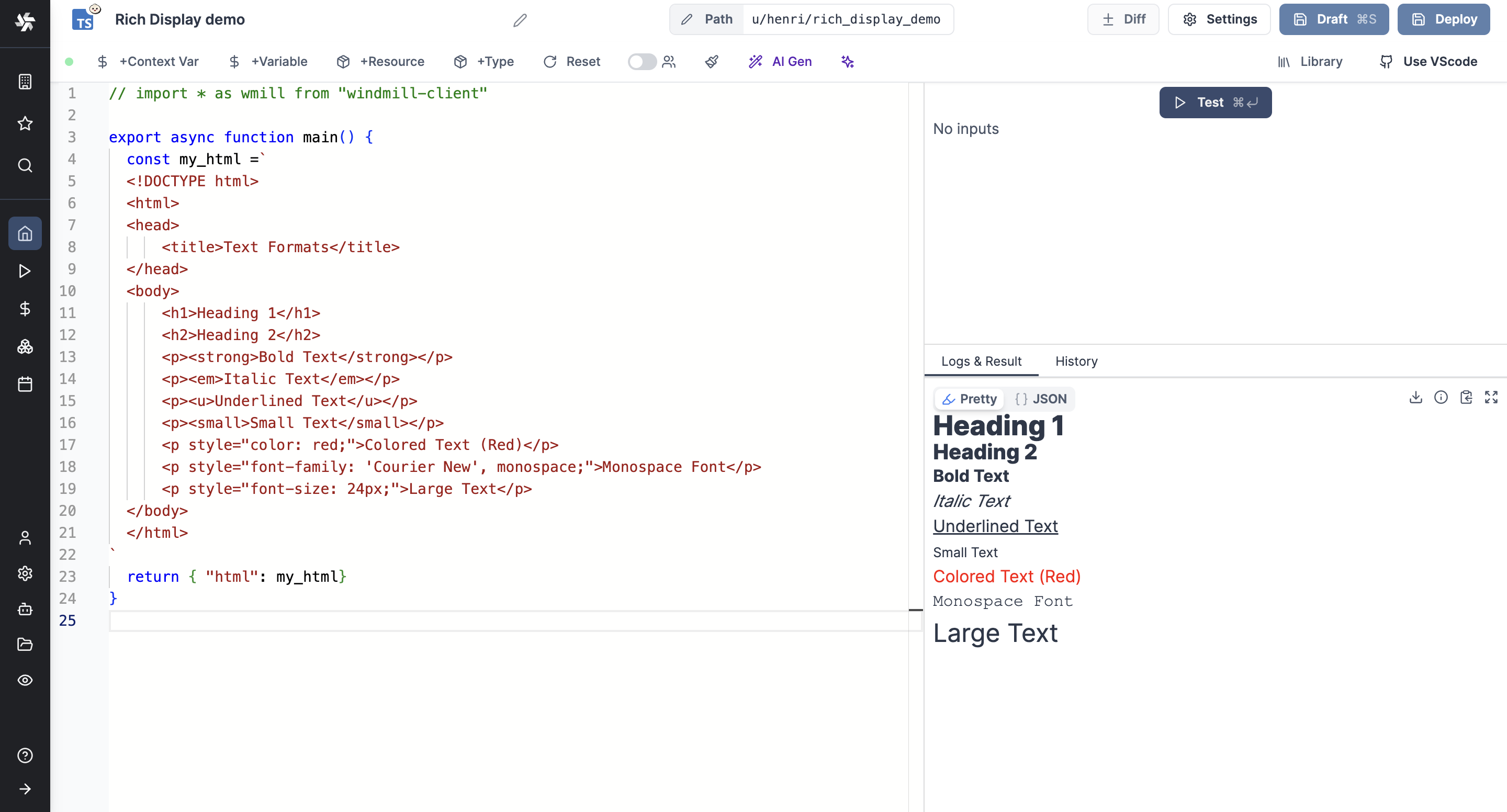 Rich display HTML Rich display HTML